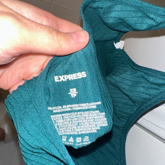 Express Teal Ribbed Top - Picture 2 of 3